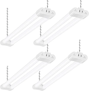 hykolity 4 Pack Linkable LED Shop Light for Garage, 2FT 22W Utility Light Fixture, 2500lm, 5000K Daylight LED Workbench Lighting with Power Cord, Hanging or Flush Mount, White - ETL hykolity 4 Pack Linkable LED Shop Light for Garage, 2FT 22W Utility Light Fixture, 2500lm, 5000K Daylight LED Workbench Lighting with Power Cord, Hanging or Flush Mount, White - ETL