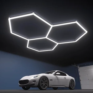 Hexagon Garage Lights, 3-HEX Updated Bigger Size, 19200lm Super Bright Car Detailing Ceiling, Led Hexagon Lights, Honeycomb Lights for Detailing, Home Gym, DIY Workspace, Basement Garage Hexagon Garage Lights, 3-HEX Updated Bigger Size, 19200lm Super Bright Car Detailing Ceiling, Led Hexagon Lights, Honeycomb Lights for Detailing, Home Gym, DIY Workspace, Basement Garage