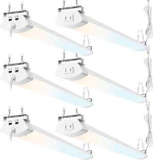 Hlite 4FT LED Shop Light with Power Cord 5000LM,3 Power Level&3CCT,6 Pack Hlite 4FT LED Shop Light with Power Cord 5000LM,3 Power Level&3CCT,6 Pack