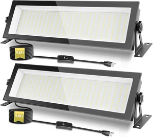 FastDeng 2 Pack LED Shop Lights, 150W 18000lm 5000K Daylight LED Garage Light, IP66 Waterproof Outdoor Flood Light with US Plug 10FT Cord and Switch for Workshop Yard Factory Warehouse FastDeng 2 Pack LED Shop Lights, 150W 18000lm 5000K Daylight LED Garage Light, IP66 Waterproof Outdoor Flood Light with US Plug 10FT Cord and Switch for Workshop Yard Factory Warehouse