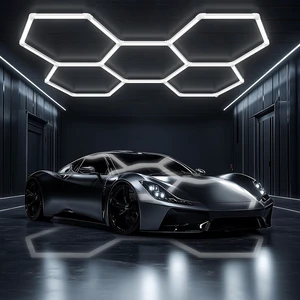 ALLYES Hexagon LED Garage Lights, 24000LM 5000K 200W Honeycomb LED Ceiling, Upgraded Wider Size Light Tube, Hex Shop Lights for Car Detailing Shop Office Gym Barber ALLYES Hexagon LED Garage Lights, 24000LM 5000K 200W Honeycomb LED Ceiling, Upgraded Wider Size Light Tube, Hex Shop Lights for Car Detailing Shop Office Gym Barber