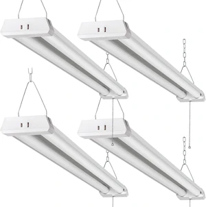 4FT Linkable LED Shop Light for Garages, 42W 4800LM 5000K Daylight White LED Ceiling Light, with Pull Chain (ON/Off), Linear Worklight Fixture, 4 Pack 4FT Linkable LED Shop Light for Garages, 42W 4800LM 5000K Daylight White LED Ceiling Light, with Pull Chain (ON/Off), Linear Worklight Fixture, 4 Pack