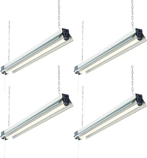 Newhouse Lighting 2FT LED Shop Light, 25W (100W Equivalent), 2200 Lumens, 4000K Linkable Garage Lighting, Utility LED Ceiling Lights, Chain or Flush Mount, 4-Pack Newhouse Lighting 2FT LED Shop Light, 25W (100W Equivalent), 2200 Lumens, 4000K Linkable Garage Lighting, Utility LED Ceiling Lights, Chain or Flush Mount, 4-Pack