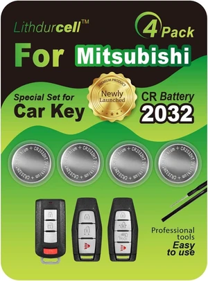 Key Fob Battery Replacement for Mitsubishi Outlander Sport Lancer L200 Raider Eclipse Cross(4-Pack), DIY with Pry Tools, CR2032 Key Fob Battery Replacement for Mitsubishi Outlander Sport Lancer L200 Raider Eclipse Cross(4-Pack), DIY with Pry Tools, CR2032