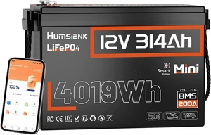 HumsiENK 12V 300Ah (314Ah) LiFePO4 Lithium Battery with Bluetooth, 200A BMS HumsiENK 12V 300Ah (314Ah) LiFePO4 Lithium Battery with Bluetooth, 200A BMS