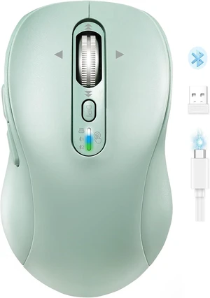 INFINMIND Wireless Bluetooth Mouse for Laptop,USB+BT×2,Quiet Ergo Computer Mouses,Metal 4-Way Super Scrolling,± 3200 DPI,Rechargeable,9 Buttons,Multi Device Cordless Mice for iPad,Tablet,Mac,PC(Green) INFINMIND Wireless Bluetooth Mouse for Laptop,USB+BT×2,Quiet Ergo Computer Mouses,Metal 4-Way Super Scrolling,± 3200 DPI,Rechargeable,9 Buttons,Multi Device Cordless Mice for iPad,Tablet,Mac,PC(Green)