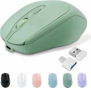 Rechargeable Wireless Bluetooth Mouse - Silent, Portable Slim Computer Mouse for Laptop, iPad, MacBook Pro/Air, PC, Surface Pro, Lenovo/Samsung Tablet (Green) Rechargeable Wireless Bluetooth Mouse - Silent, Portable Slim Computer Mouse for Laptop, iPad, MacBook Pro/Air, PC, Surface Pro, Lenovo/Samsung Tablet (Green)