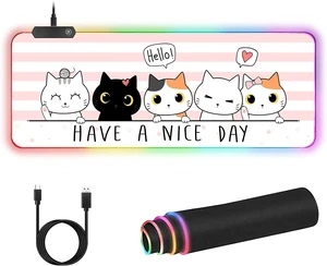 RGB Large Gaming Mouse Pad, Extended Mouse Pad with 12 Lighting Effects, Water Proof Mutispandex Surface, Non-Slip Rubber Base, 80x30 cm / 31.5×11.8 in (Cat) RGB Large Gaming Mouse Pad, Extended Mouse Pad with 12 Lighting Effects, Water Proof Mutispandex Surface, Non-Slip Rubber Base, 80x30 cm / 31.5×11.8 in (Cat)