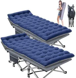 Camping Cot for Adult 28" Extra Wide, 2PK Heavy-Duty 1200D Oxford Cot for Sleeping, Portable Folding Camp Bed with Mat & Carry Bag Camping Cot for Adult 28" Extra Wide, 2PK Heavy-Duty 1200D Oxford Cot for Sleeping, Portable Folding Camp Bed with Mat & Carry Bag