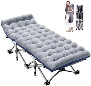 Camping Cot for Adult 28" Extra Wide, Heavy-Duty 1200D Oxford Cot for Sleeping, Portable Folding Camp Bed with Mat & Carry Bag Camping Cot for Adult 28" Extra Wide, Heavy-Duty 1200D Oxford Cot for Sleeping, Portable Folding Camp Bed with Mat & Carry Bag