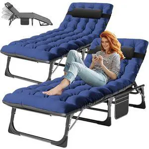 3-in-1 Folding Patio Lounge Chair, 440LB Heavy-Duty Tri-Fold Guest Bed with Plush Cotton Cushion, No Assembly Adjustable Recliner for Office Nap, Patio Sunbathing, Poolside & Camping 3-in-1 Folding Patio Lounge Chair, 440LB Heavy-Duty Tri-Fold Guest Bed with Plush Cotton Cushion, No Assembly Adjustable Recliner for Office Nap, Patio Sunbathing, Poolside & Camping