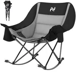 Oversized Rocking Camping Chair for Adults, Fully Padded Folding Outdoor Lawn Chair with Cooler Bag & Side Pocket, Portable Recliner Chair for Camp, Patio, Backyard, Supports 400 lbs Oversized Rocking Camping Chair for Adults, Fully Padded Folding Outdoor Lawn Chair with Cooler Bag & Side Pocket, Portable Recliner Chair for Camp, Patio, Backyard, Supports 400 lbs