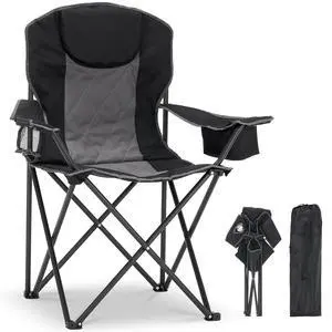 Oversized Camping Chairs 2 Packs, Portable Folding Chairs with Cooler Bag & Headrest, Comfortable Outdoor Chairs for Camping, Beach, Sports & Tailgates Oversized Camping Chairs 2 Packs, Portable Folding Chairs with Cooler Bag & Headrest, Comfortable Outdoor Chairs for Camping, Beach, Sports & Tailgates