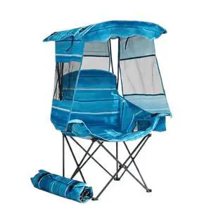 Camping Chair with Canopy Sunshade, Portable Folding Camping Chair for Outdoor & Beach, Heavy Duty Lawn Chair for Adults with Cooler Bag and Cup Holder, Supports 330 lbs - Ocean Blue Camping Chair with Canopy Sunshade, Portable Folding Camping Chair for Outdoor & Beach, Heavy Duty Lawn Chair for Adults with Cooler Bag and Cup Holder, Supports 330 lbs - Ocean Blue