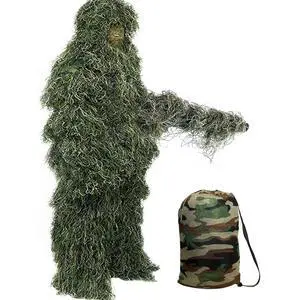 Ghost Ghillie Suit, 3D Camouflage Hunting Appare Including Jacket, Pants, Hood, Carry Bag for Men, Hunters Ghost Ghillie Suit, 3D Camouflage Hunting Appare Including Jacket, Pants, Hood, Carry Bag for Men, Hunters