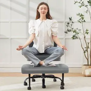 Criss Cross Legged Office Chair with Wheels,Swivel Meditation Chair for ADHD,Ergonomic Cross Legged Desk Chair with Thicken Adjustable Footstool,PU Sitting Fidgeting Kneeling Chair for Home Yoga Grey Criss Cross Legged Office Chair with Wheels,Swivel Meditation Chair for ADHD,Ergonomic Cross Legged Desk Chair with Thicken Adjustable Footstool,PU Sitting Fidgeting Kneeling Chair for Home Yoga Grey