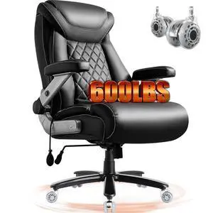 600LBS Large Big and Tall Office Chair, Heavy Duty Wide Ergonomic Gaming Office Chair with 5D Flip Arms, Comfy PU Leather Executive Office Desk Chair, Extra Wide Padded Seat, Adjustable Lumbar 600LBS Large Big and Tall Office Chair, Heavy Duty Wide Ergonomic Gaming Office Chair with 5D Flip Arms, Comfy PU Leather Executive Office Desk Chair, Extra Wide Padded Seat, Adjustable Lumbar