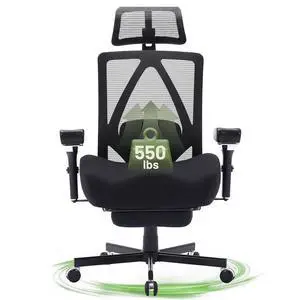 Big and Tall Office Chair 550lbs, Ergonomic Desk Chair with W Thick Cushion&4D Armrest, Executive Mesh Desk Chair with Adjustable Lumbar,2D Headrest,Footrest, Swivel Task Chairs for Home Office Gaming Big and Tall Office Chair 550lbs, Ergonomic Desk Chair with W Thick Cushion&4D Armrest, Executive Mesh Desk Chair with Adjustable Lumbar,2D Headrest,Footrest, Swivel Task Chairs for Home Office Gaming