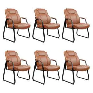 Big & Tall 500 lb. Guest Chair, PU Leather Office Reception Chairs with Sled Base, Desk Chair No Wheels for Waiting Room Conference Lobby Computer Living Room, Brown, 6 Pack Big & Tall 500 lb. Guest Chair, PU Leather Office Reception Chairs with Sled Base, Desk Chair No Wheels for Waiting Room Conference Lobby Computer Living Room, Brown, 6 Pack
