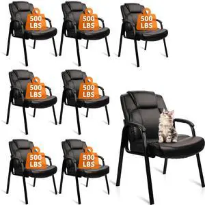 Big & Tall 500 lb. Guest Chair, Leather Reception Chairs with Padded Arm Rest for Waiting Room Office Home and Meeting Conference-Black, 8 Pack Big & Tall 500 lb. Guest Chair, Leather Reception Chairs with Padded Arm Rest for Waiting Room Office Home and Meeting Conference-Black, 8 Pack