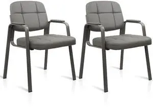 Waiting Room Guest Chair with Bonded Leather Padded Arm Rest for Office Reception and Conference Desk(Grey 2 Pack) Waiting Room Guest Chair with Bonded Leather Padded Arm Rest for Office Reception and Conference Desk(Grey 2 Pack)