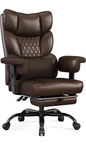 Big and Tall Office Chair with Footrest, High Back Executive Desk Chair with Adjustable Lift Armrest, 155°ReclineLumbar Support Pillow, Faux Leather Gaming Chairs for Home or Office Brown Big and Tall Office Chair with Footrest, High Back Executive Desk Chair with Adjustable Lift Armrest, 155°ReclineLumbar Support Pillow, Faux Leather Gaming Chairs for Home or Office Brown