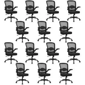 KLASIKA Desk Chairs with Wheels, Ergonomic Mesh Back Home Office Chair Adjustable Lumbar Support & Height Swivel Rolling Computer Task Chairs with Flip Up Armrests for Conference Meeting, Black, 14PK KLASIKA Desk Chairs with Wheels, Ergonomic Mesh Back Home Office Chair Adjustable Lumbar Support & Height Swivel Rolling Computer Task Chairs with Flip Up Armrests for Conference Meeting, Black, 14PK