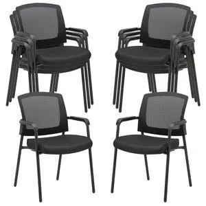 Black Stacking Chairs Stackable Waiting Room Chairs with Armrest, Mesh Office Reception Guest Chair for Home Desk Conference Lobby Church Medical Meeting Training Ergonomic, Set of 8 Black Stacking Chairs Stackable Waiting Room Chairs with Armrest, Mesh Office Reception Guest Chair for Home Desk Conference Lobby Church Medical Meeting Training Ergonomic, Set of 8