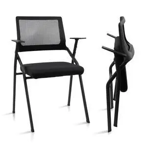 Stackable & Foldable Office Chairs with Ergonomic Lumbar Support and Thickened Seat Cushion, Folding Mesh Fabric Reception Guest Chair for School Church Conference Waiting Room Black (2 pk) Stackable & Foldable Office Chairs with Ergonomic Lumbar Support and Thickened Seat Cushion, Folding Mesh Fabric Reception Guest Chair for School Church Conference Waiting Room Black (2 pk)