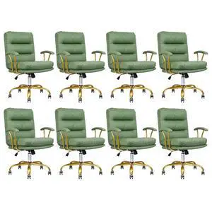 KLASIKA Leather Home Office Desk Chair, Mid-Back Vanity Chair Make Up Chair with Gold Wheels and Armrests, Rolling Swivel Computer Task Chair for Office Bedroom Living Room Girls Women, Green, 8 Pack KLASIKA Leather Home Office Desk Chair, Mid-Back Vanity Chair Make Up Chair with Gold Wheels and Armrests, Rolling Swivel Computer Task Chair for Office Bedroom Living Room Girls Women, Green, 8 Pack