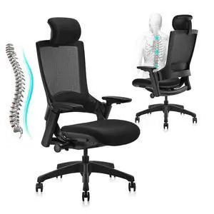 Ergonomic High Swivel Executive Chair with Adjustable Height Head 3D Arm Rest Lumbar Support and Upholstered Back for Home Office Black Mesh 2 Pack Ergonomic High Swivel Executive Chair with Adjustable Height Head 3D Arm Rest Lumbar Support and Upholstered Back for Home Office Black Mesh 2 Pack