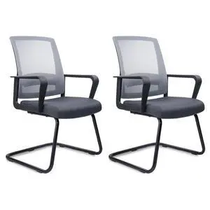 Office Guest Chair with Lumbar Support and Mid Back Mesh Space Air Grid Series for Reception Conference Room Gray 2 Pack Office Guest Chair with Lumbar Support and Mid Back Mesh Space Air Grid Series for Reception Conference Room Gray 2 Pack