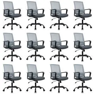 Ergonomic Office Desk Chair - Mesh Back Office Chair with Adjustable Lumbar Support, Rolling Comfortable Computer Task Chairs with Arms for Home Conference-Gray, 12 Pack Ergonomic Office Desk Chair - Mesh Back Office Chair with Adjustable Lumbar Support, Rolling Comfortable Computer Task Chairs with Arms for Home Conference-Gray, 12 Pack