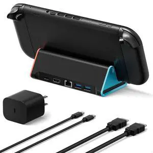 Switch 2 Dock, 4K@60Hz TV Docking Station with 60W Fast Charger & HDMI Cable, Gigabit Ethernet Port (1000Mbps), Portable Replacement Base for Switch 2 ONLY, Accessories Bundle for Nintendo Switch 2 Switch 2 Dock, 4K@60Hz TV Docking Station with 60W Fast Charger & HDMI Cable, Gigabit Ethernet Port (1000Mbps), Portable Replacement Base for Switch 2 ONLY, Accessories Bundle for Nintendo Switch 2