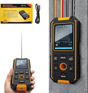 Stud Finder Wall - with Laser Distance Meter & Digital Level, 5 in 1 Rechargeable Multifunctional Stud Detector with Upgraded Sensor, HD LCD Display and Voice Stud Finder Wall - with Laser Distance Meter & Digital Level, 5 in 1 Rechargeable Multifunctional Stud Detector with Upgraded Sensor, HD LCD Display and Voice