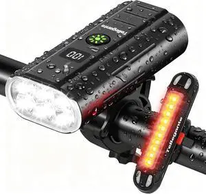 Super Bright 6 LED Bike Lights for Night Riding, 6400mAh USB Rechargeable Bicycle Lights, Bike Lights Front and Back, Red/Blue Bicycle Taillight, Power Bank Function, IPX6 Waterproof & Aluminum Alloy Super Bright 6 LED Bike Lights for Night Riding, 6400mAh USB Rechargeable Bicycle Lights, Bike Lights Front and Back, Red/Blue Bicycle Taillight, Power Bank Function, IPX6 Waterproof & Aluminum Alloy
