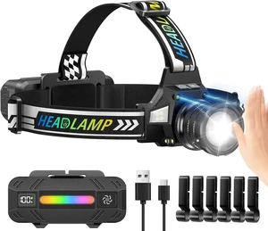Rechargeable LED Headlamp, Super Bright Head Lamp, White Green UV Light Rechargeable LED Headlamp, Super Bright Head Lamp, White Green UV Light