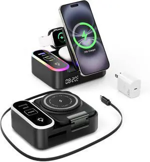 8-in-1 Charging Station 65W, 15W Magnetic Wireless Charger with Retractable Cable, 30W USB C Fast Charging Stand for iPad, Multiple Devices for iPhone 17 16 15 14 13 12 Pro Max Apple Watch Airpods 8-in-1 Charging Station 65W, 15W Magnetic Wireless Charger with Retractable Cable, 30W USB C Fast Charging Stand for iPad, Multiple Devices for iPhone 17 16 15 14 13 12 Pro Max Apple Watch Airpods