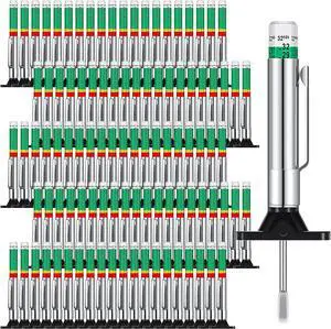Tire Tread Depth Gauge Tool Color Coded Green, 100 Pieces | 32nds Accurate Measurement for Vehicle Safety, Bulk for Auto Shops Fleet, Metal Probe Pen Design, Red Green Indicator Tire Tread Depth Gauge Tool Color Coded Green, 100 Pieces | 32nds Accurate Measurement for Vehicle Safety, Bulk for Auto Shops Fleet, Metal Probe Pen Design, Red Green Indicator