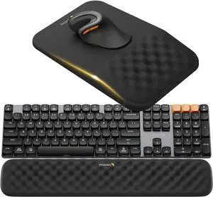 KMP50 Ergonomic Mouse Pad Wrist Support and Wrist Rest for Computer Keyboard Set Massage Design with Lycra Surface and Non-Slip PU Base for Pain Relief Desk Home Office Black KMP50 Ergonomic Mouse Pad Wrist Support and Wrist Rest for Computer Keyboard Set Massage Design with Lycra Surface and Non-Slip PU Base for Pain Relief Desk Home Office Black