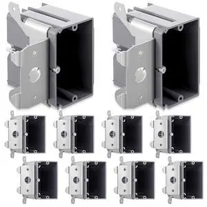 10 Pack 1-Gang Adjustable Square Plastic Electrical Outlet Box, Etl Listed, 21 Cubic Inch PVC Single Gang Junction Box for Home Improvement, Construction, Flexible Installation, Gray 10 Pack 1-Gang Adjustable Square Plastic Electrical Outlet Box, Etl Listed, 21 Cubic Inch PVC Single Gang Junction Box for Home Improvement, Construction, Flexible Installation, Gray