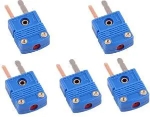 5pc Mini T-Type Thermocouple Wire Connector - Male Plug 5pc Mini T-Type Thermocouple Wire Connector - Male Plug