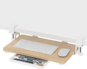 Keyboard Tray Under Desk, 19.7" X 11.81" Small Size Keyboard Drawer with C Clamp-on Mount Easy to Install, Computer Keyboard Stand Slide Pull Out, Ergonomic Keyboard Tray for Home & Office, Oak Keyboard Tray Under Desk, 19.7" X 11.81" Small Size Keyboard Drawer with C Clamp-on Mount Easy to Install, Computer Keyboard Stand Slide Pull Out, Ergonomic Keyboard Tray for Home & Office, Oak