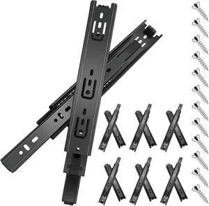20 Inch Drawer Slides, 6 Pairs (12 Pcs) Full Extension Ball Bearing Rails, Side Mount Heavy Duty 100 LB Capacity Metal Runners for Kitchen Cabinet, Wardrobe Dresser, Zinc Plated Steel Black 20 Inch Drawer Slides, 6 Pairs (12 Pcs) Full Extension Ball Bearing Rails, Side Mount Heavy Duty 100 LB Capacity Metal Runners for Kitchen Cabinet, Wardrobe Dresser, Zinc Plated Steel Black