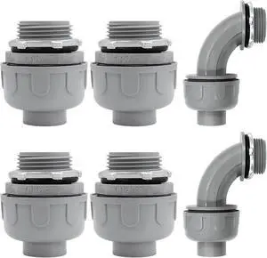 1-1/2 inch Liquid Tight Connector PVC Flexible Conduit Connector, 180 Degree and 90 Degree UL Listed, Non-Metallic Electrical Conduit Fittings 6 Pack(4 pcs 180D/2 pcs 90D) 1-1/2 inch Liquid Tight Connector PVC Flexible Conduit Connector, 180 Degree and 90 Degree UL Listed, Non-Metallic Electrical Conduit Fittings 6 Pack(4 pcs 180D/2 pcs 90D)