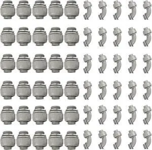 Conduit Connectors, 1 Inch Liquid Tight Connector NPT Non-Metallic for PVC Electrical Flexible Conduit Fittings, 30 Straight and 30 Angle 90 Degree, UL Listed, Grey (60-Pack) Conduit Connectors, 1 Inch Liquid Tight Connector NPT Non-Metallic for PVC Electrical Flexible Conduit Fittings, 30 Straight and 30 Angle 90 Degree, UL Listed, Grey (60-Pack)