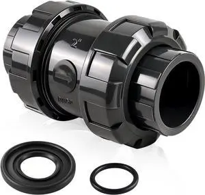 PVC True Union Check Valve, 2'' Slip Swing Full Port Utility, Sch80 Socket Pool Ball for Backflow Prevention PVC True Union Check Valve, 2'' Slip Swing Full Port Utility, Sch80 Socket Pool Ball for Backflow Prevention