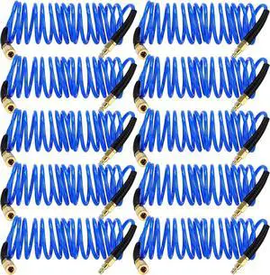 10 Pack 1/4 in x 10 ft Polyurethane Recoil Air Hose Air Compressor Hose Flexible Coiled Line with Bend Restrictor 1/4" Industrial Quick Coupler and Plug for Household Garage Station(Blue) 10 Pack 1/4 in x 10 ft Polyurethane Recoil Air Hose Air Compressor Hose Flexible Coiled Line with Bend Restrictor 1/4" Industrial Quick Coupler and Plug for Household Garage Station(Blue)