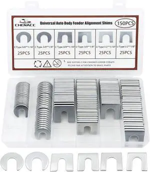 150PCS U/C Type Universal Metal Shim Kit, Auto Body Fender Alignment Slotted Shims 150PCS U/C Type Universal Metal Shim Kit, Auto Body Fender Alignment Slotted Shims