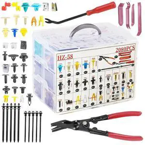 2080Pcs Car Retainer Clips & Fasteners Kit 33 Universal Sizes Nylon Bumper, Fender Rivets, Door Panel Clips, and Plastic Rivets with 10 Cable Ties and Removal Tool for Toyota, Ford, Benz (2080pcs) 2080Pcs Car Retainer Clips & Fasteners Kit 33 Universal Sizes Nylon Bumper, Fender Rivets, Door Panel Clips, and Plastic Rivets with 10 Cable Ties and Removal Tool for Toyota, Ford, Benz (2080pcs)